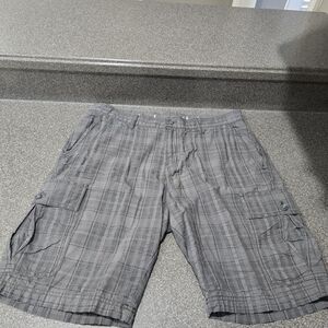 Calvin Klein Gray Plaid Cargo Shorts